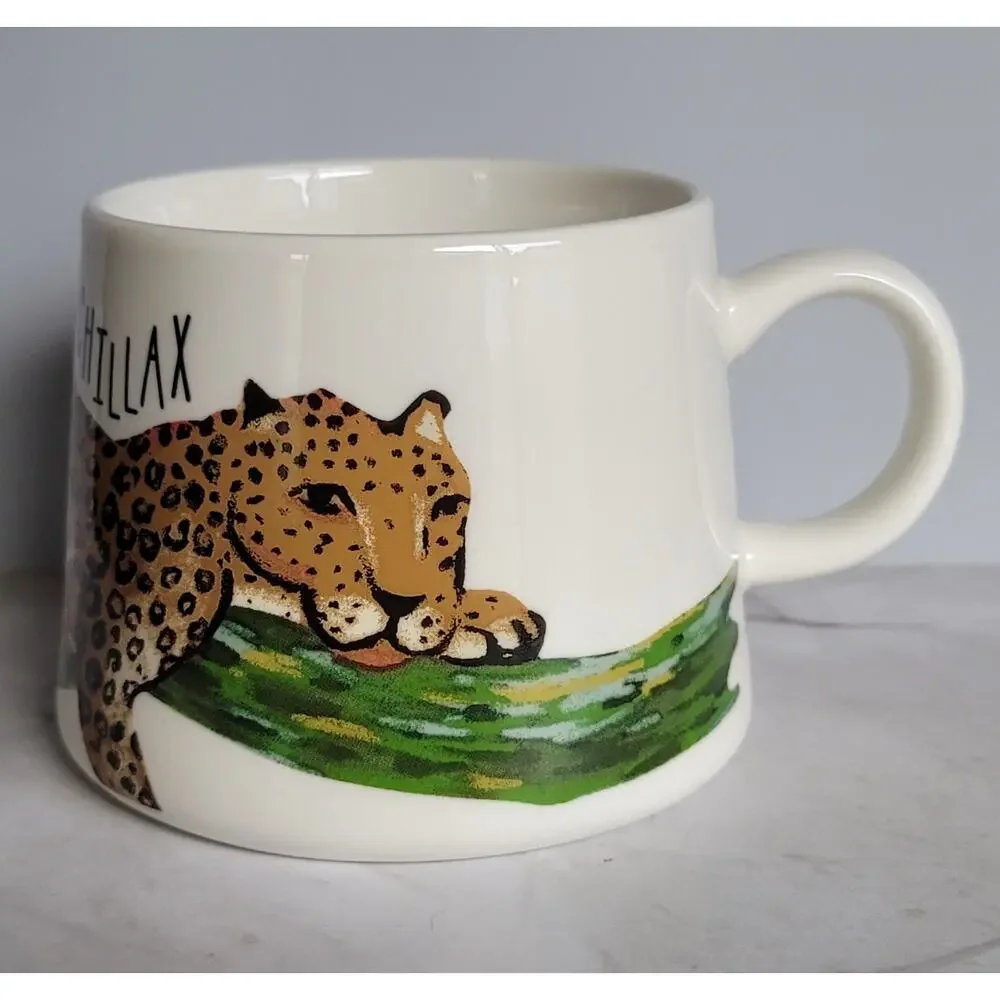 OpalHouse Chillax Cheetah Leopard Wild Cat Porcelain Large Coffee or Tea Mug